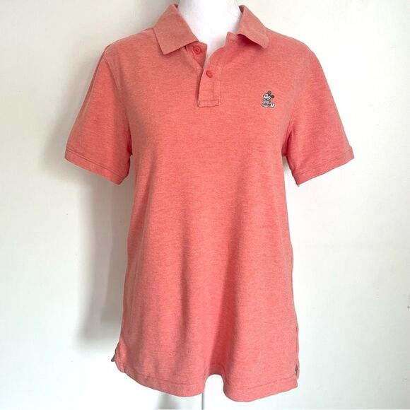 Disney Parks Coral With Embroidered Mickey Relaxed Fit Polo Shirt Size Small - Picture 1 of 6